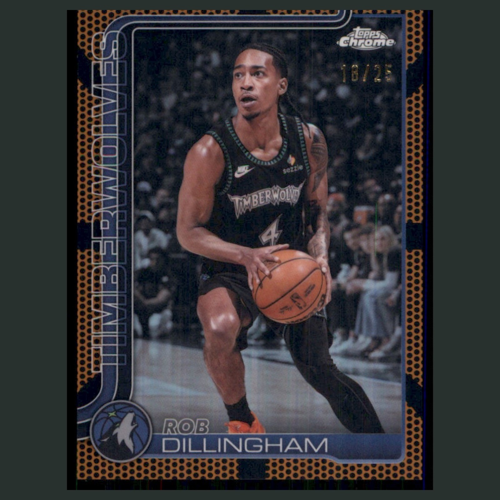 Rob Dillingham /25 #105 2026-27 Topps Chrome Refractor Minnesota Timberwolves