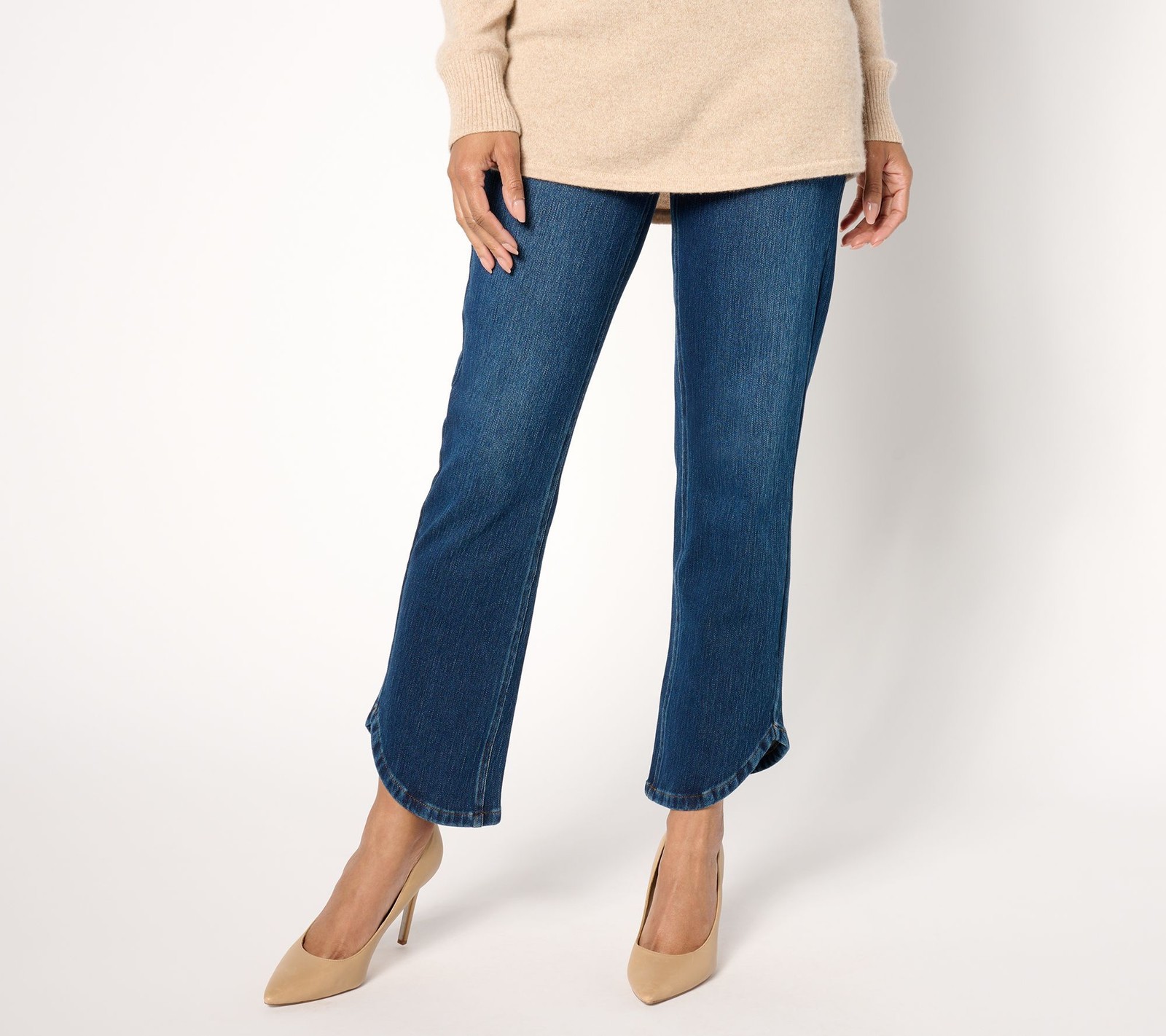 Isaac Mizrahi Live! Women's Pants Sz 4 Regular Knit Denim Pull On Blue A653292
