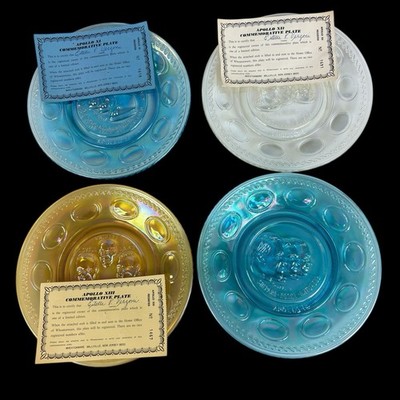 Apollo Wheaton Plates Vintage Moon Mission Apollo 11 - 14 Glass COA Lot of 4
