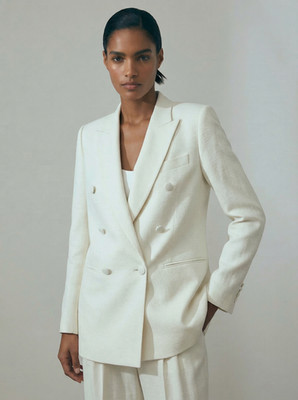 Atelier by REISS Sienna italienischer DB strukturierter Anzug Blazer Jacke weiß UK Größe 6