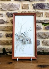 Mads stage Danish 70s framed matted print Hares harekelinger 24x13