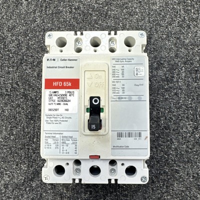 CUTLER HAMMER HFD3015 3P 15 AMP 600V CIRCUIT BREAKER RECON/TESTED | eBay