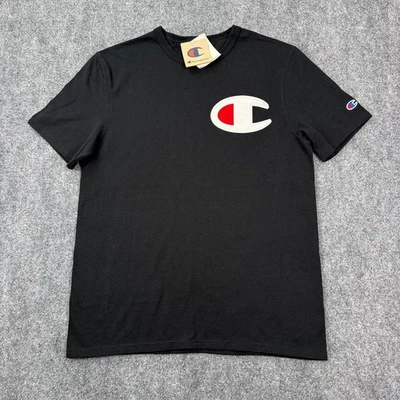 Camiseta Champion Para Hombre M Heritage Negra Bordada Logotipo Grande C Clásica Informal Camiseta - Imagen 1 de 4