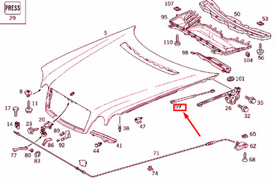 MERCEDES-BENZ E W210 MOTORHAUBE GASFEDER A2108800429