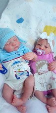 Lifelike Reborn Baby Dolls Twins Boy and Girl 20 Inch Weighted Full Body Sili...