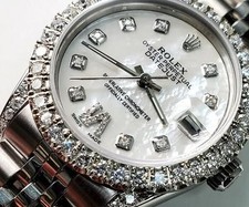 Rolex Datejust 31mm Custom 2.95ct Diamond Bezel/Lugs/White MOP Roman VI Box/Apr