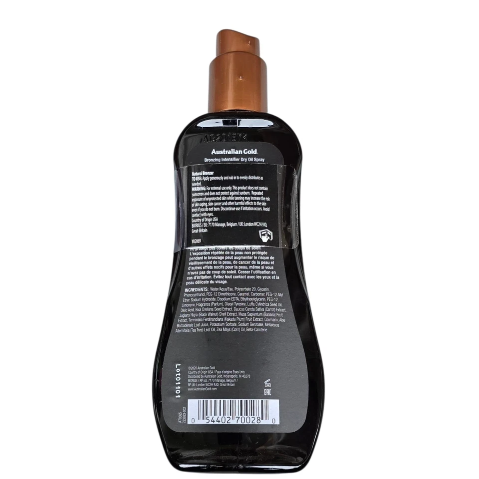 Australian Gold/Bronzing Intensifier "Dry Oil Spray" 237ml/Sonnenschutz/Solarium - Bild 2 von 2