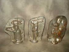 Vintage Medium 3 Rabbit Metal Chocolate Candy Molds