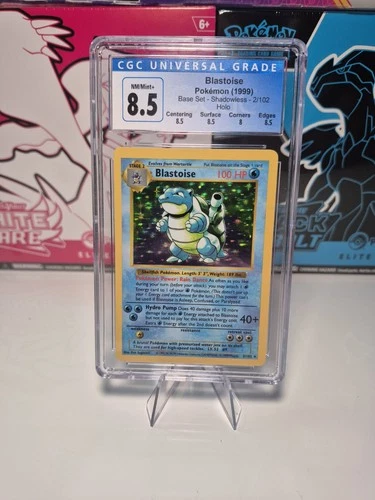 Pokemon Base Set 2/102 Shadowless Blastoise CGC 8.5 Near Mint PSA Regrade