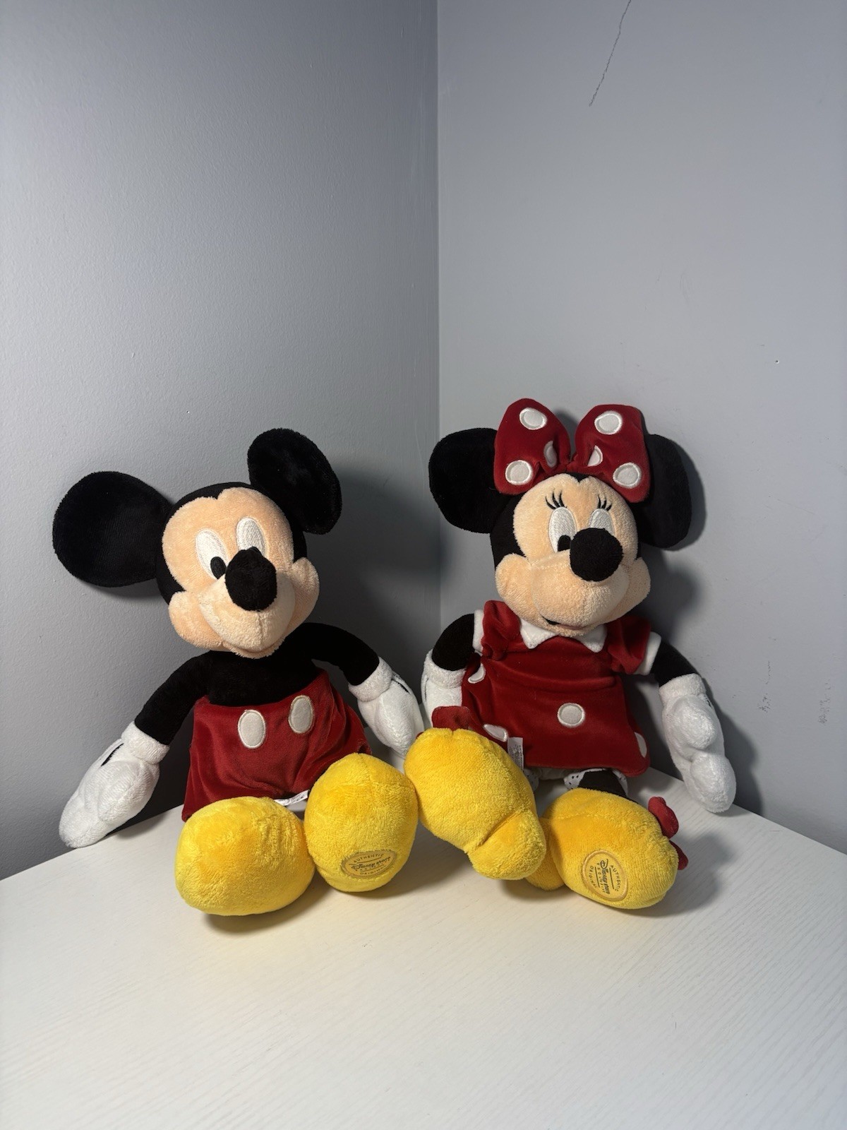 Red Dress Minnie and Mickey Mouse 13" Plush Doll Genuine Disney Store