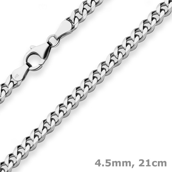4,5Mm Armband Panzerkette Armschmuck Aus 925 Silber Rhodiniert 21Cm-image