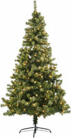 6Ft Prelit Artificial Christmas Tree, Green Alaskan Pine, Warm White Leds