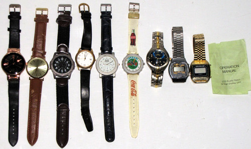 Calvin Hill Coca Cola Lee Watches Lot of 9 Mixed Brands Gold Silver Plated Mens