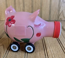 VTG State Farm Insurance Promotional Piggy Bank on Wheels Plastic 5.5”L x 5.5”W