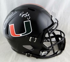 Casco de velocidad Ray Lewis autografiado Miami Black Riddell F/S con pieza - Beckett auténtico