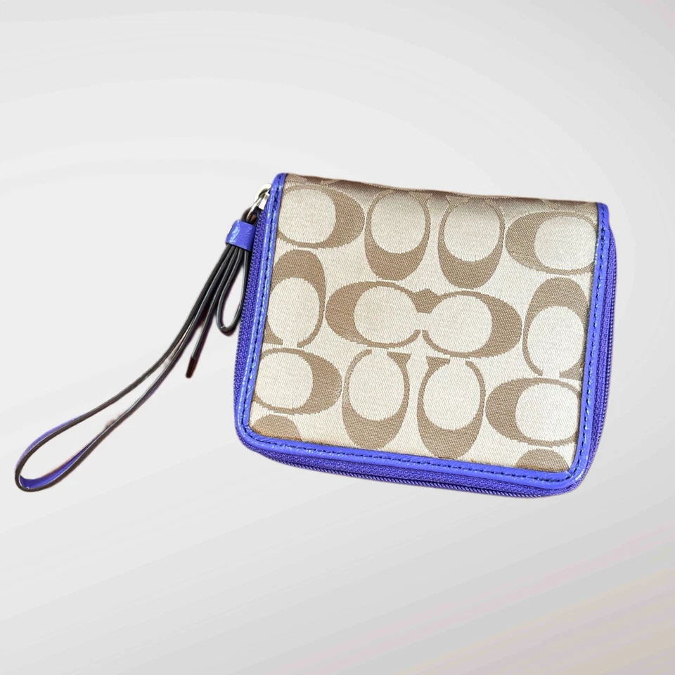 Coach сумка кошелек с ремешком бумажник кошелек с ремешком мак подпись золото фиолетовый жаккардовый блеск - Изображение 2 из 4