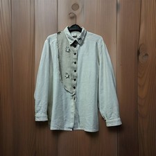 Vtg Your Sixth Sense C A Women Linen Edelweiss Blouse Alpine Country Style