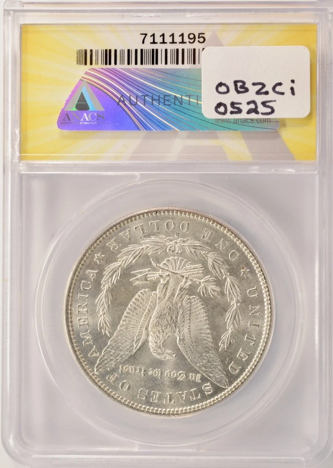 1880-S $1 dólar Morgan inclusión de escoria anverso ANACS MS63 Foto 4 de 4