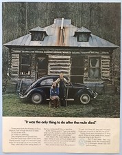 VINTAGE 1970s VOLKSWAGEN BUG Print Ad ONLY THING TO DO AFTER THE MULE DIED