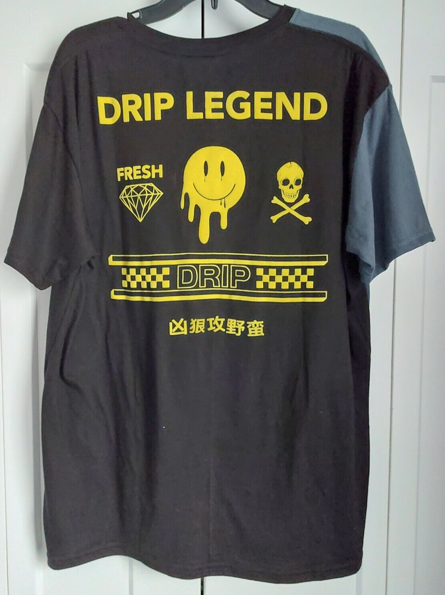 MEN'S VIBES DRIP LEGEND BLACK/GRAY T SHIRT SKULL CROSSBONES