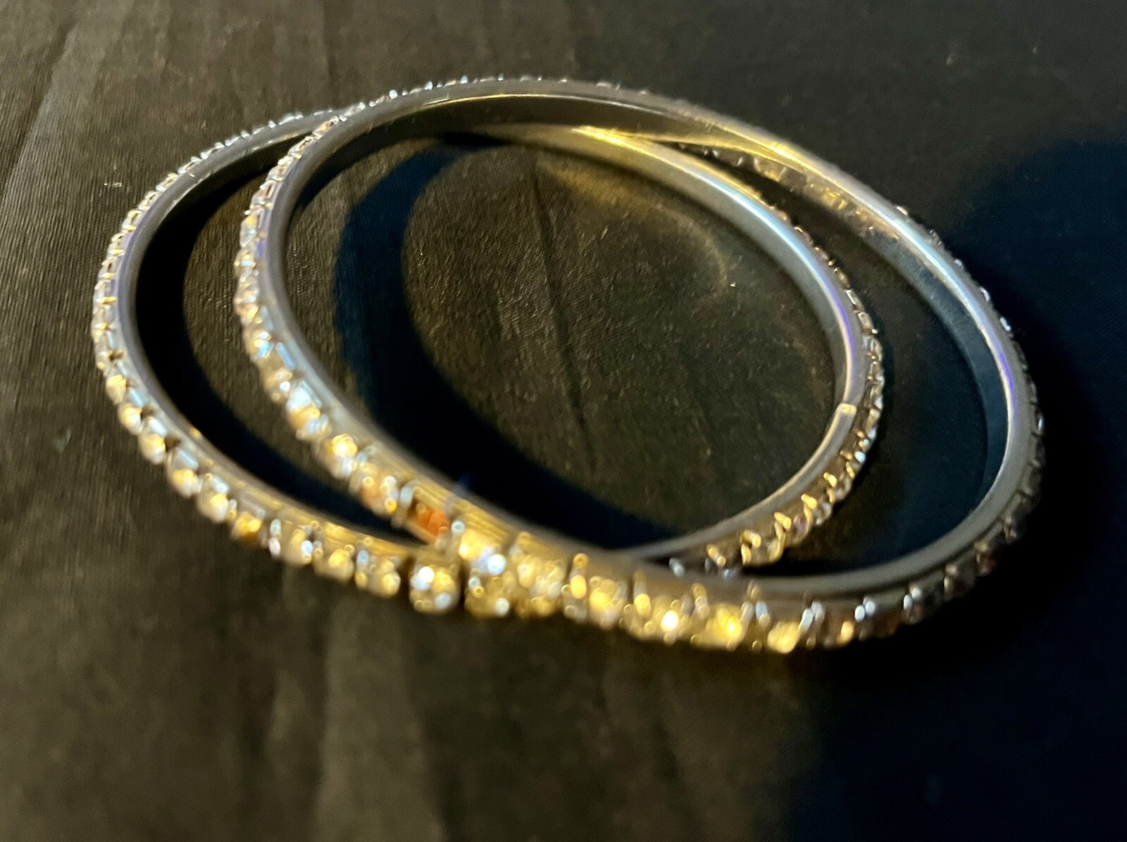 Rhinestone Bangle Bracelets Pair With Silver Acce… - image 7