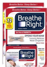 Breathe Right Extra Strength Tan Nasal Strips 72 Strips (PACK OF 2 X 2 = 4 PK)