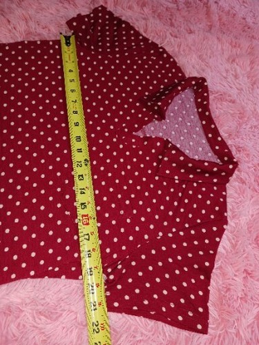 NEW Short Sleeve Women's Blouse Shirt, Size M, burgundy Polka Dot - Picture 5 of 7