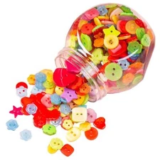 400 Pcs Mixed Sizes Resin Buttons Candy Color Square Love Flower Shape Sewing...