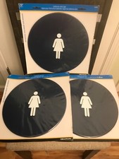  3 Hillman 844605 Women's Restroom Self Adhesive Sign 12  x 12" Round ADA NEW