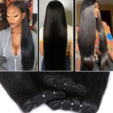 Unprocessed Brazilian Real Remy Human Hair Extensions 1/2/3 Bundles Weave Weft