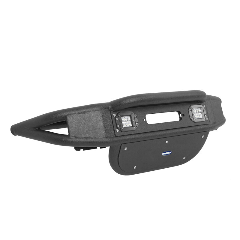 For 2007-2018 Jeep Wrangler JK Stubby Front Bumper w/Winch Plate & 2x LED Lights