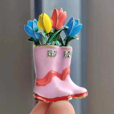 Fashion Tulip Boot Brooch Vintage Flower Shoes Accessory Jewelry