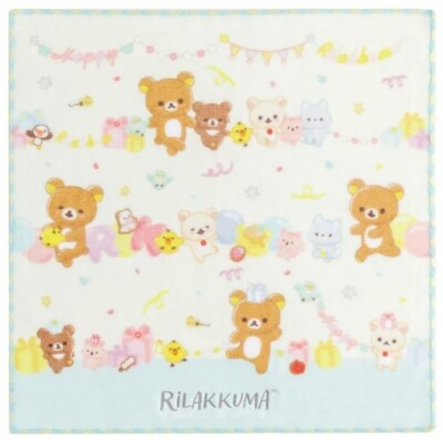San-X Rilakkuma NikoNiko Happy for you Hand Wash Mini Towel Korilakkuma Pink NEW