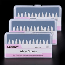 Dental Flame Mounted White Stone Polishing Burs FG Abrasion Point Burs AZDENT