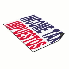Car Magnet Set of 2 Income Tax Impuestos Blue Red Industrial Sign