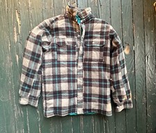Columbia Shirt Mens Smal Gray Teal Plaid Flannel Lined Interchange