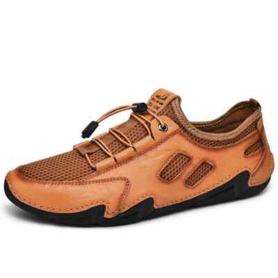 Breathable Casual Shoes Men's Handmade Flat Sneakers Comfortable Slip-on Loafers