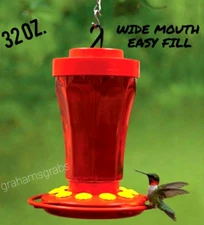 FIRST NATURE HUMMINGBIRD FEEDER  32 OZ WIDE MOUTH #3090 EASY CLEAN MADE IN USA!