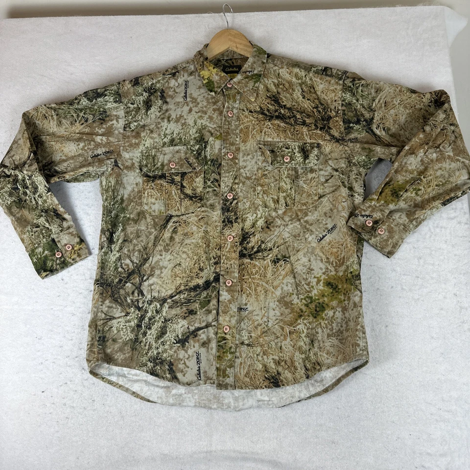 Cabela's Zonz Western Camouflage Hunting Shirt Mens Medium Button Up Pockets - Image 3 of 4