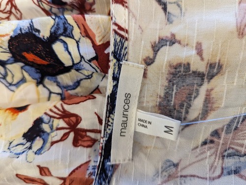 Maurices Top M Floral Cottagecore Hippie Boho Flowy Shirt Medium NWT hi low hem - Picture 11 of 12