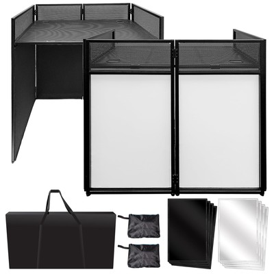 AxcessAbles Portable DJ Facade Booth with Black and White Lighting Scrims, Ca...