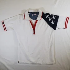 Rockpoint American Flag Design VTG 2004 Y2K - L Polo Golf Tennis Sport Shirt Top