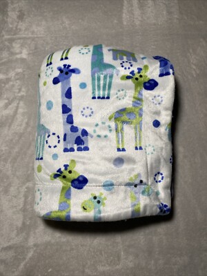 RUNT 1478 Baby Blanket Giraffe Blue White Green Polka Dot Circle Sherpa Lovey