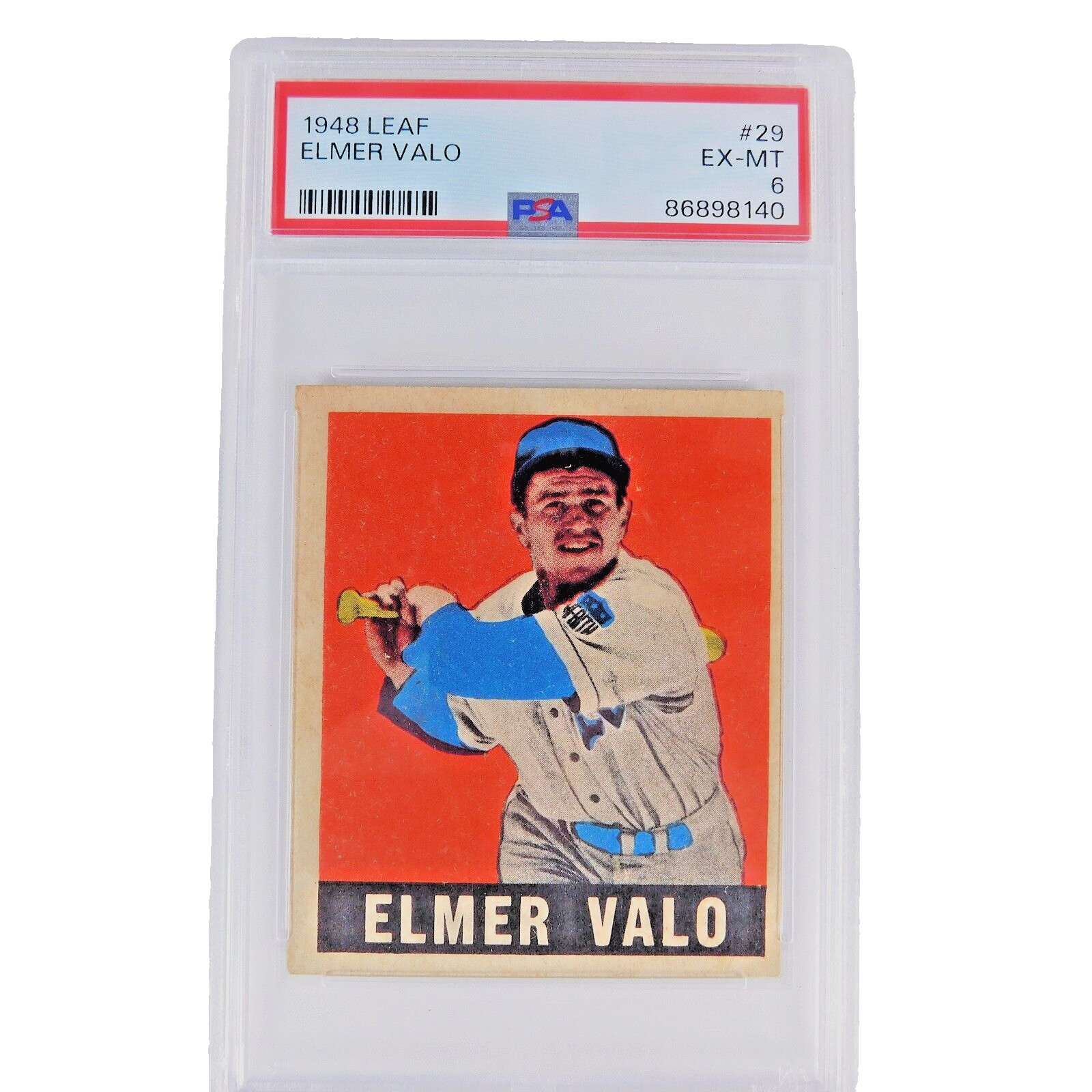 1948 Leaf #29 Elmer Valo PSA 6, Philadelphia Athletics, PSA TOTAL POP 252