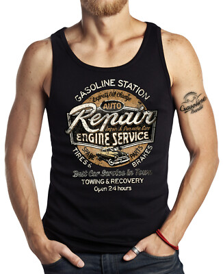 Biker Tank Top Muskel Shirt GASOLINE BANDIT Auto Repair Engine Service S - XXL