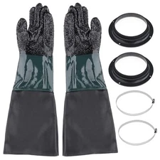 CHADWICK 1 Pair Sandblasting Cabinet Gloves 23.6",Blast Protection, with 2 Gl...