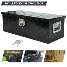 30"Aluminum Tool Box Storage Underbody Flat For Truck Pickup Camper w/ Lock