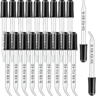 1ML Essential Oils Medicine Art Eye Dropper Graduated 3'' Straight/Bent Tip
