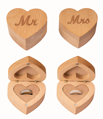 Y&K Homish Wedding Ring Box - Unique Mr & Mrs Holder With Pillow, Rustic Decorative Box (Antique White) - View #12
