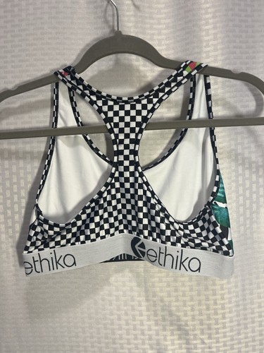Ethika Woman’s Sports Bra Racer Back M Green Black White Gym, Work Out, Running - Picture 3 of 6